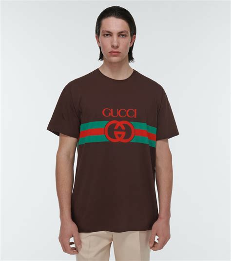 gucci logo cotton t-shirt dupe|gucci t shirt men logo.